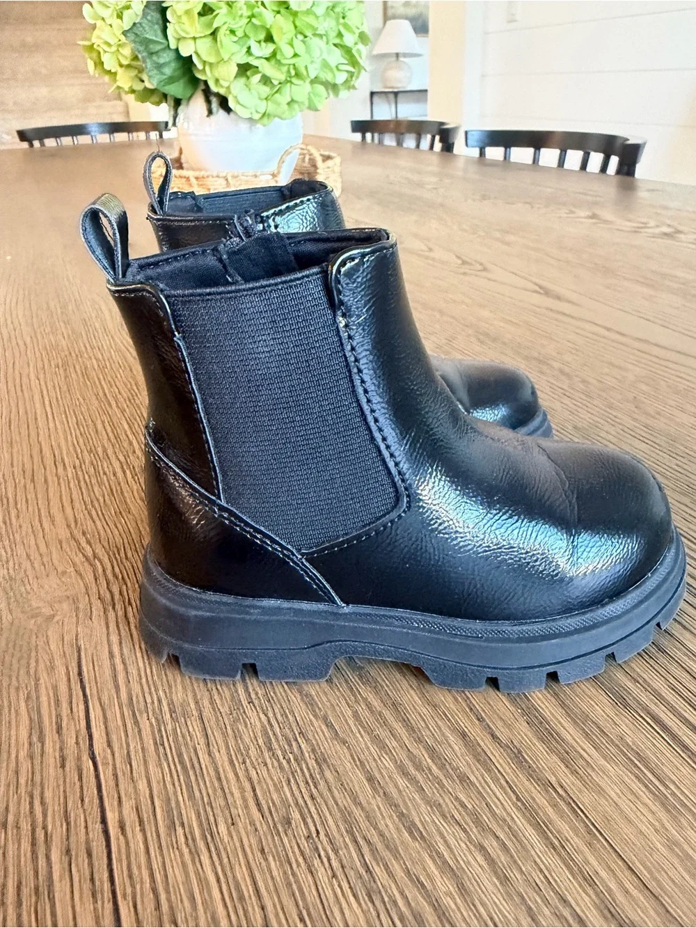 Zara Kids Black Patent Chelsea Booties